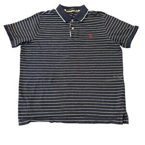 U.S. Polo Assn. Mens Navy Striped Polo Shirt‎ M 100% Cotton
